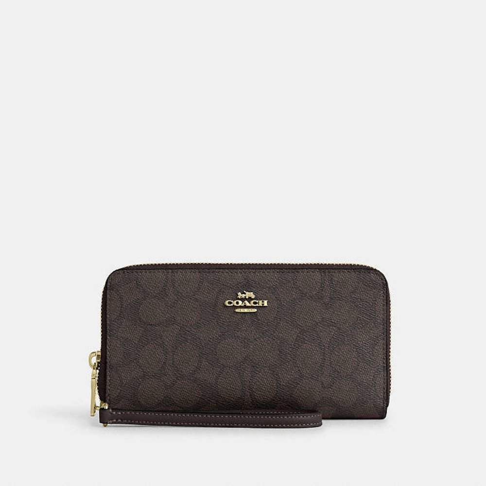 Coach Signature Brown Zip Wallet